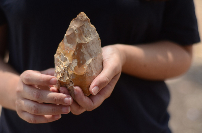 A beautifully preserved hand axe found at the Jaljulia site. (Image: Israel Antiquities Authority/Samuel Magal)